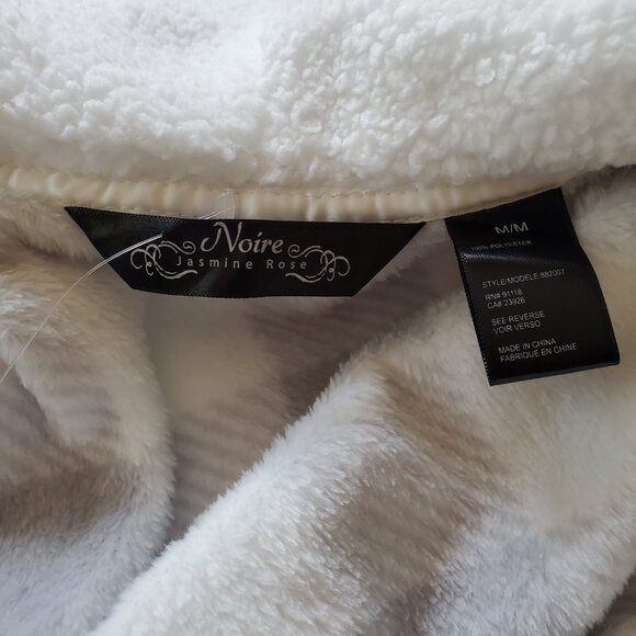 NWOT Norie Jasmine Rose thick plush plaid robe/duster Grey and White Medium - Picture 10 of 11